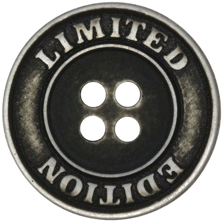 Union Knopf Knopf 4-Loch 15mm | 7882-Dunkelgrau/Silber