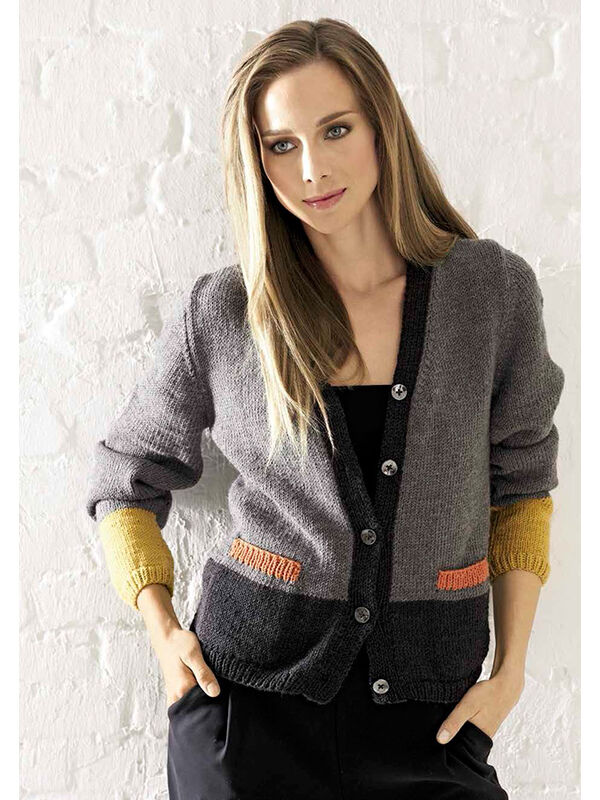 Lana Grossa JACKE MIT TASCHEN COOL WOOL Big Melange (GOTS)