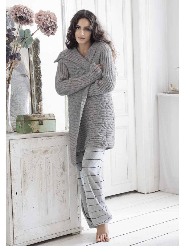 Lana Grossa ZOPF-RIPPENMANTEL Alta Moda Alpaca