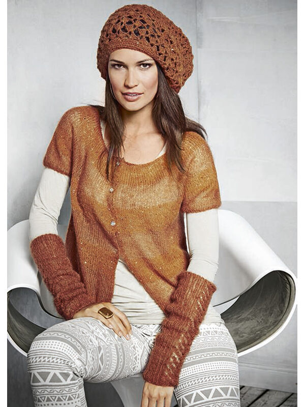 Lana Grossa Armstulpen mit Ajourstreifen SILKHAIR