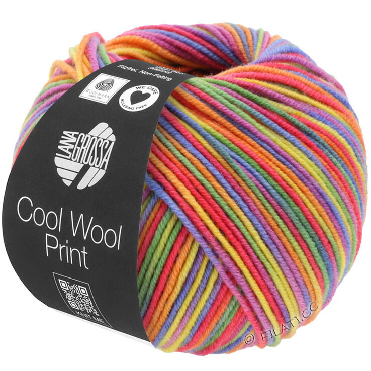 Lana Grossa COOL WOOL Print | 703-Lila/Grün/Himbeer/Orange/Gelb/Blau