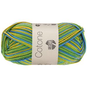 COTONE  Print/Spray/Mouliné - von Lana Grossa | 352-Apfelgrün/Dunkelgrün/Blau/Gelb