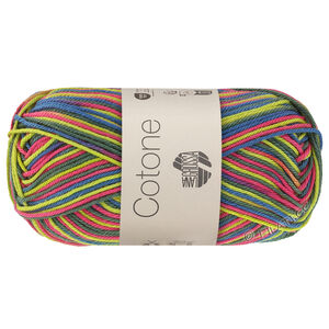 COTONE  Print/Spray/Mouliné - von Lana Grossa | 366-Pistazie/Akazienrot/Petrolblau/Dunkelgrün