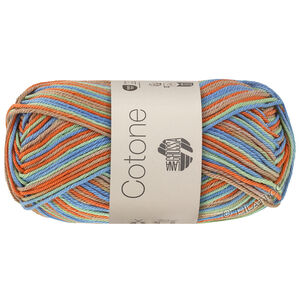 COTONE  Print/Spray/Mouliné - von Lana Grossa | 370-Mandarin/Graubeige/Mintgrün/Türkis