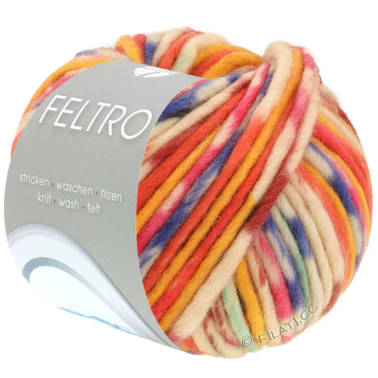Lana Grossa FELTRO Fuoco | 731-Rot/Pink/Gelb/Jeansblau/Hellbeige/Mint/Rosa