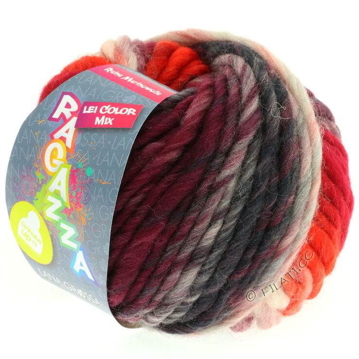 Lana Grossa LEI Mouliné/Color Mix/Spray (Auslauffarben) | 153-Dunkelgrau/Rot/Rosé