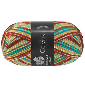 MEILENWEIT 6-FACH 150g Cervinia - von Lana Grossa | 9755-Hellgrün/Mint/Rotbraun/Dunkelbraun/Ecru/Limette/Curry/Türkisblau