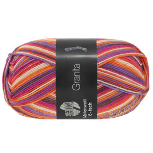 MEILENWEIT 6-FACH 150g Granita - von Lana Grossa | 9734-Dunkelbraun/Lila/Orange/Perlbeige/Rot/Fuchsia