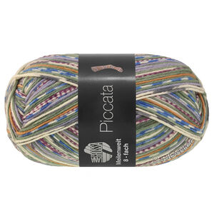 MEILENWEIT 8-FACH 150g Piccata - von Lana Grossa | 9999-Hellblau/Blau/Graugrün/Rotviolett/Weiß/Grau/Ocker