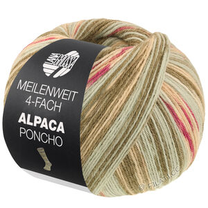 MEILENWEIT 100g Alpaca Poncho - von Lana Grossa | 2721-Graugrün/Moosgrün/Mint/Ecru/Rosa/Fuchsia
