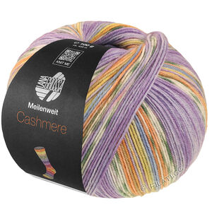 MEILENWEIT 100g Cashmere Pista - von Lana Grossa | 145-Lila/Violett/Weiß/Graugrün/Orange/Himmelblau/Zitrusgelb gestreift