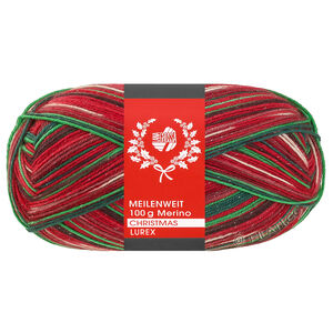 MEILENWEIT 100g Merino Christmas Lurex - von Lana Grossa | 6809-Hellgrün/Dunkelbraun/Orange/Weiß/Dunkelrot/Dunkelgrün