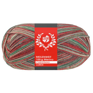 MEILENWEIT 100g Merino Christmas Lurex - von Lana Grossa | 6810-Weiß/Dunkelgrün/Dunkelbraun/Orange/Hellgrün