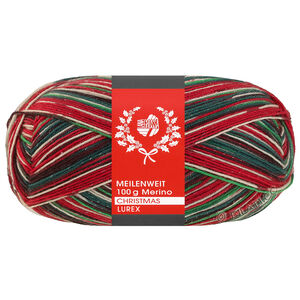 MEILENWEIT 100g Merino Christmas Lurex - von Lana Grossa | 6811-Weiß/Dunkelgrün/Dunkelbraun/Orange/Dunkelrot/Hellgrün