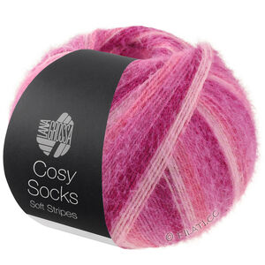 MEILENWEIT 100g Cosy Socks Soft Stripes - von Lana Grossa | 108-Rosa/Altrosa/Lachs/Erikarot