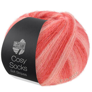 MEILENWEIT 100g Cosy Socks Soft Stripes - von Lana Grossa | 113-Lachs/Lachsrot/Koralle