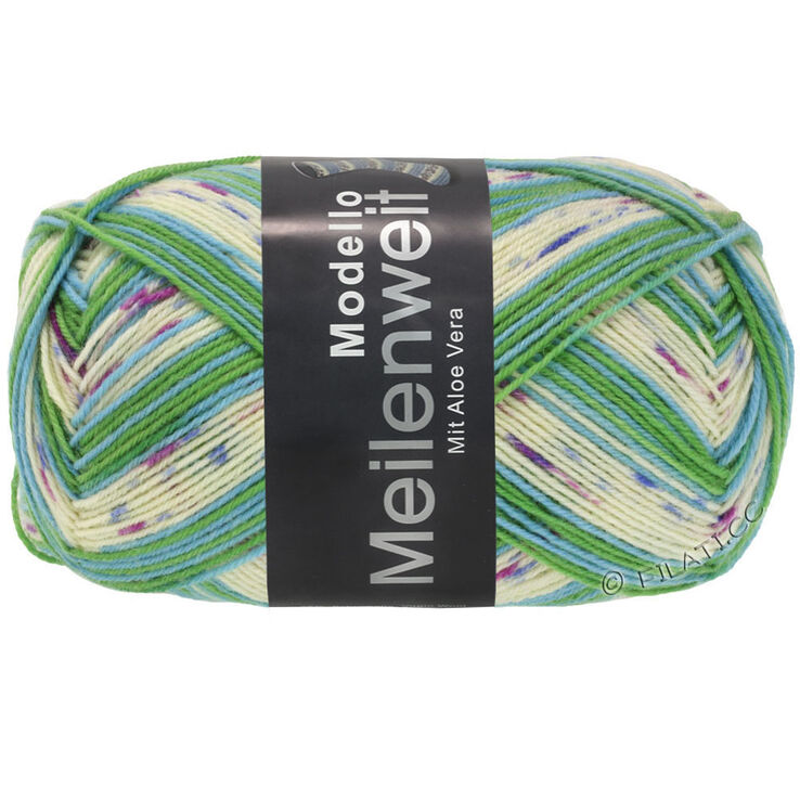 Lana Grossa MEILENWEIT 100g Modello | 4371-Creme/Violett/Fuchsia/Himmelblau/Jade