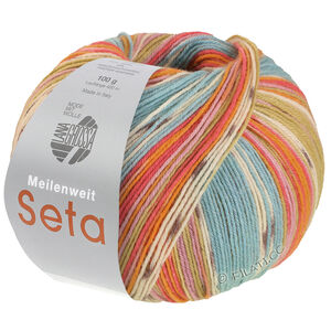 MEILENWEIT 100g Seta Giappone - von Lana Grossa | 3381-Minttürkis/Ecru/Senf/Himbeer/Flieder/Mauve