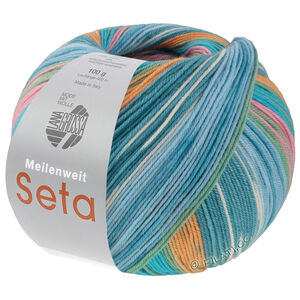 MEILENWEIT 100g Seta Hokkaido - von Lana Grossa | 3588-Grün/Türkisblau/Apricot/Petrol/Weiß/Hellblau/Rosa