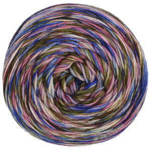 MEILENWEIT 100g Sooty - von Lana Grossa | 6227-Hellblau/Dunkelblau/Ecru/Rosa/Dunkeloliv