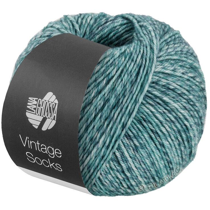 Lana Grossa Vintage Socks | 1003-Mint meliert/Graublau meliert/Jeans meliert/Petrol meliert