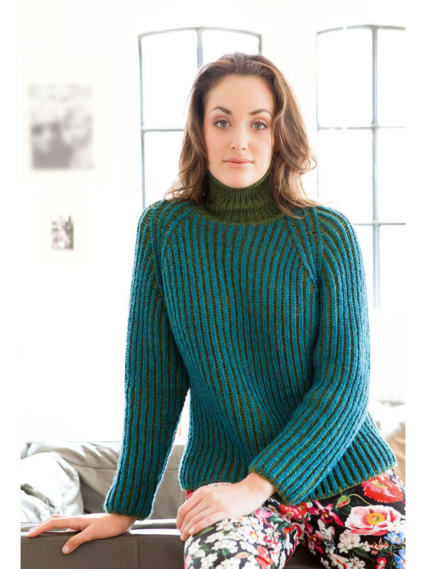 Lana Grossa RAGLANPULLI IM ZWEIFARBIGEN PATENTMUSTER Alta Moda Alpaca