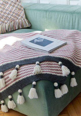 HÄKELDECKE MIT QUASTEN Alta Moda Alpaca von Lana Grossa