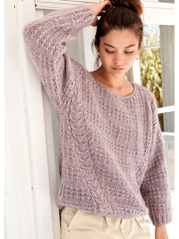 Lana Grossa PULLI MIT ZOPF- UND HEBEMASCHENMUSTER Sara & Silkhair