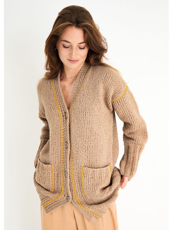 Lana Grossa CARDIGAN GLATT RECHTS MIT AUFGEHÄKELTEN KETTMASCHEN Lala Berlin Lovely Cotton