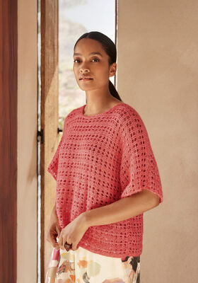 HÄKELSHIRT Natural Superkid Tweed & Filo Paillettes von Lana Grossa