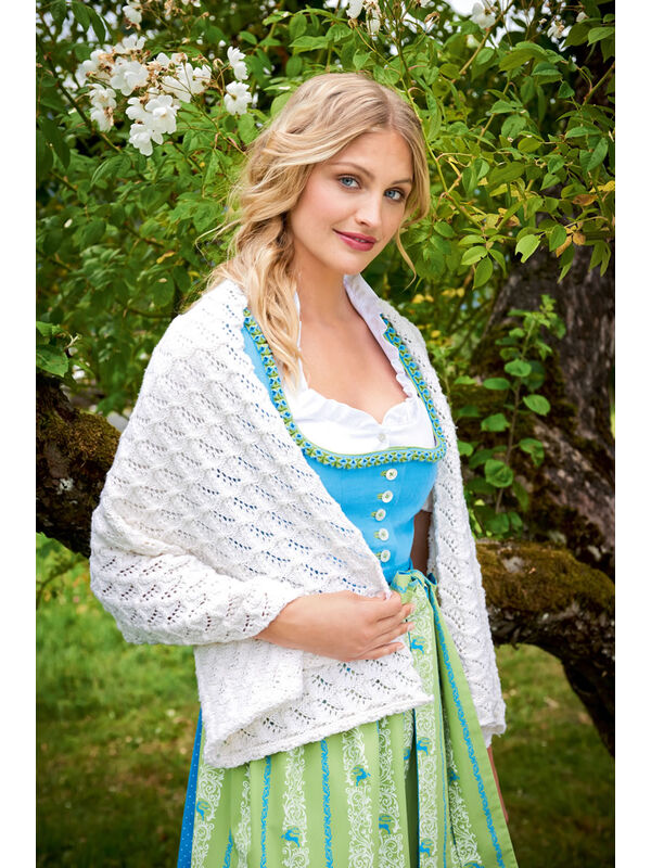 Lana Grossa WEISSE STOLA IM WELLEN-AJOURMUSTER COOL WOOL Melange (GOTS)