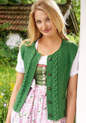 DAMENWESTE IM PERLMUSTER MIT ZOPFSTREIFEN  Cool Wool Big von Lana Grossa