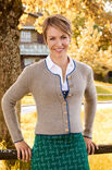 Lana Grossa DAMENJACKE MIT DUNKELBLAUER UMRANDUNG Alpina/COOL WOOL Big Melange (GOTS)