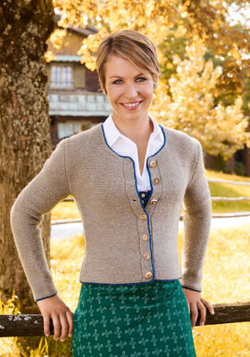 DAMENJACKE MIT DUNKELBLAUER UMRANDUNG Alpina/Cool Wool Big von Lana Grossa