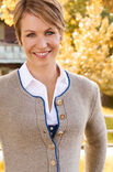 Lana Grossa DAMENJACKE MIT DUNKELBLAUER UMRANDUNG Alpina/COOL WOOL Big Melange (GOTS)