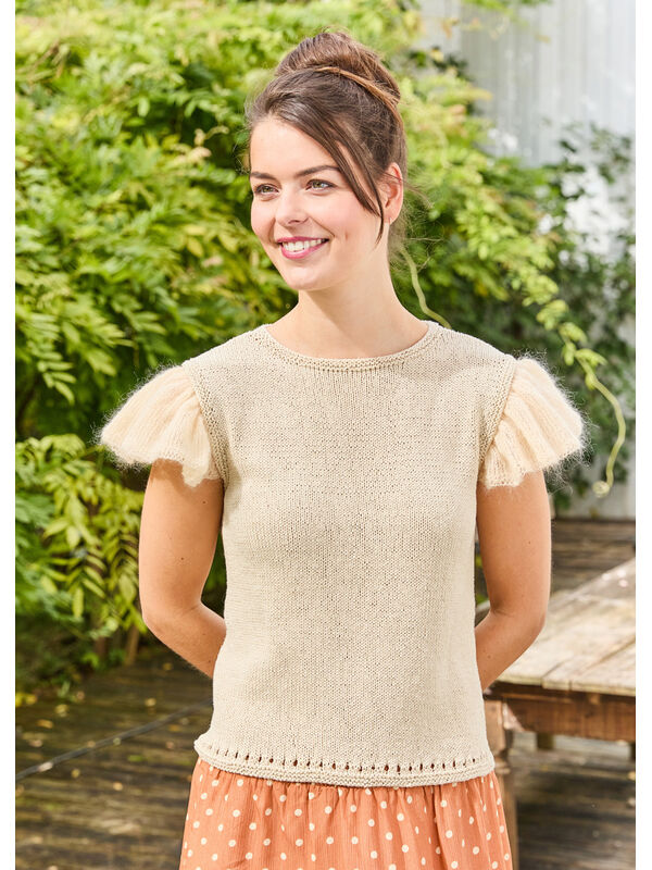 Lana Grossa SHIRT MIT VOLANT-ÄRMELN Landlust Sommerseide & Landlust Kidmohair