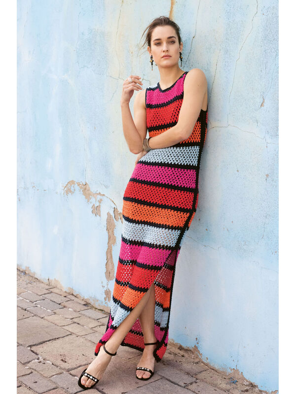 Lana Grossa GESTREIFTES MAXIKLEID Elastico