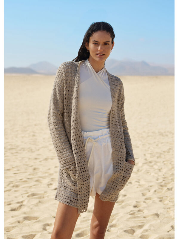 Lana Grossa CARDIGAN IM STÄBCHENLOCHMUSTER Linissimo