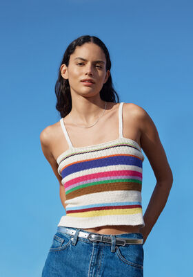 TOP IN FESTEN MASCHEN MIT STREIFEN Cotone & Elastico von Lana Grossa