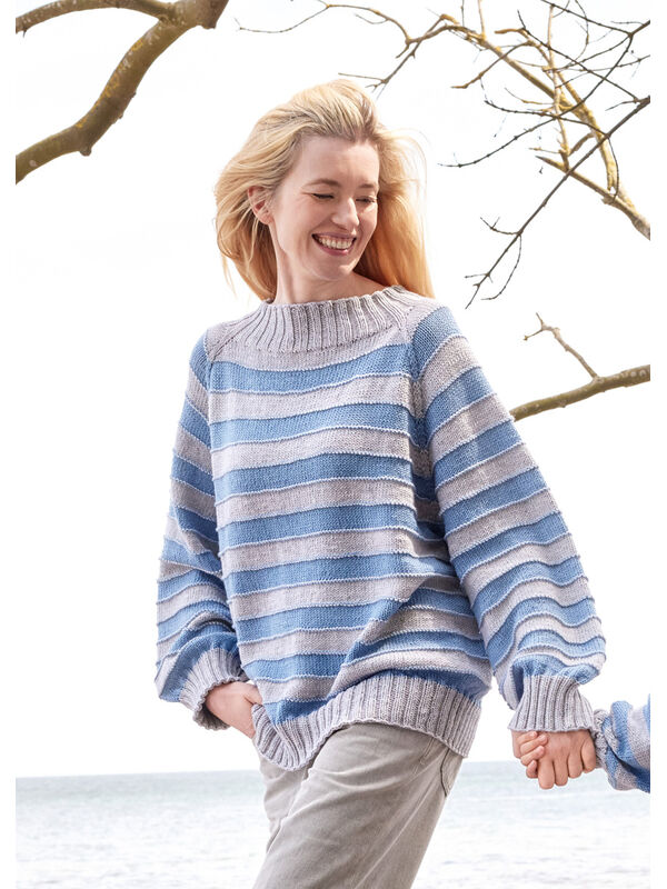 Lana Grossa TOP DOWN STREIFENPULLOVER Cool Wool Big Mélange