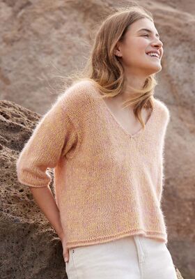 V-PULLOVER GLATT RECHTS MIT DREIVIERTELÄRMELN Summer Cashmere & Silkhair von Lana Grossa
