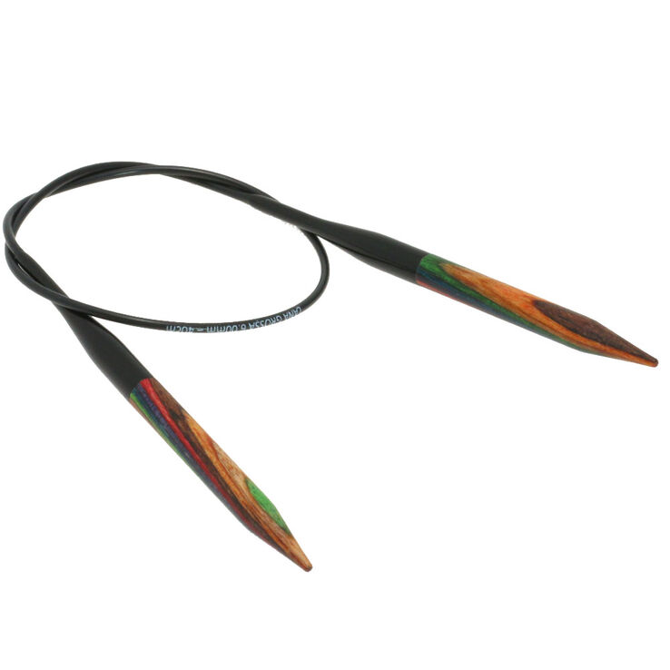 Rundstricknadel Design-Holz Multicolor St. 6,0/40cm  - von Lana Grossa