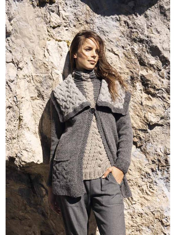JACKE MIT ZOPFKRAGEN Alta Moda Alpaca von Lana Grossa