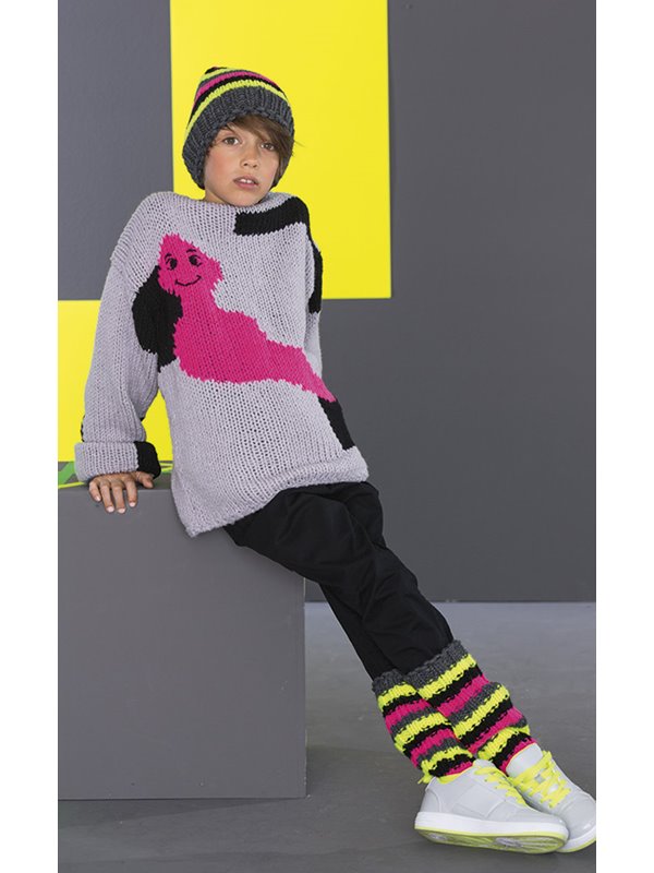 Lana Grossa SOCKEN + MÜTZE Mille II uni/Neon