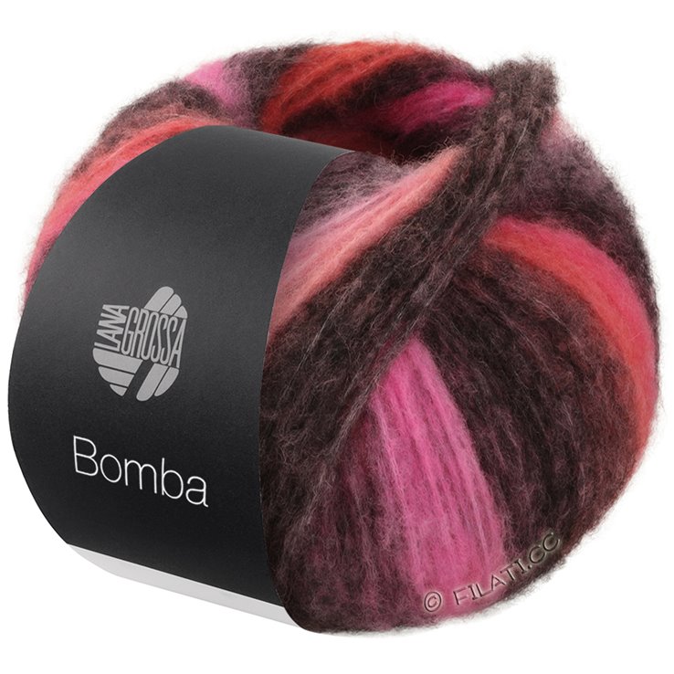 Lana Grossa BOMBA | 02-Rosa/Pink/Leuchtendrot/Brombeer/Graurot/Bonbonrosa/Dunkelgrau