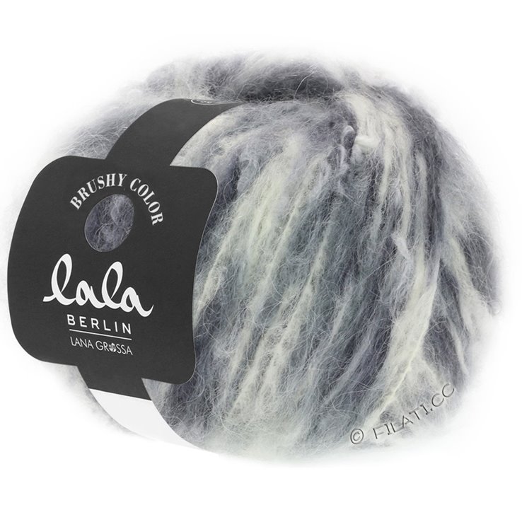 Lana Grossa BRUSHY Uni/Print (lala BERLIN) | 207-Weiß/Grau/Schwarz
