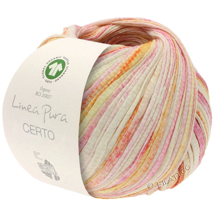 Lana Grossa CERTO Print (Linea Pura) | 101-Pink/Gelborange/Rot/Natur