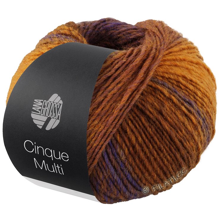 Lana Grossa CINQUE MULTI | 06-Blau/Braun/Ocker/Dunkelbraun/Lila meliert