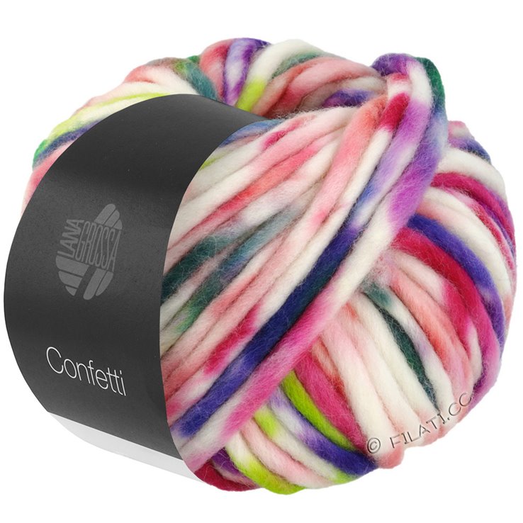 CONFETTI Print - von Lana Grossa | 02-Erdbeer/Viola/Fuchsia/Graugrün/Blau/Weiß