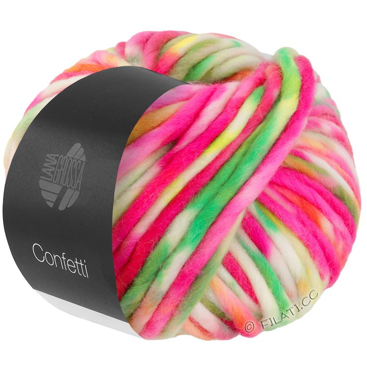 CONFETTI Print - von Lana Grossa | 03-Weiß/Neonpink/Gelb/Neongrün/Neonorange/Jade